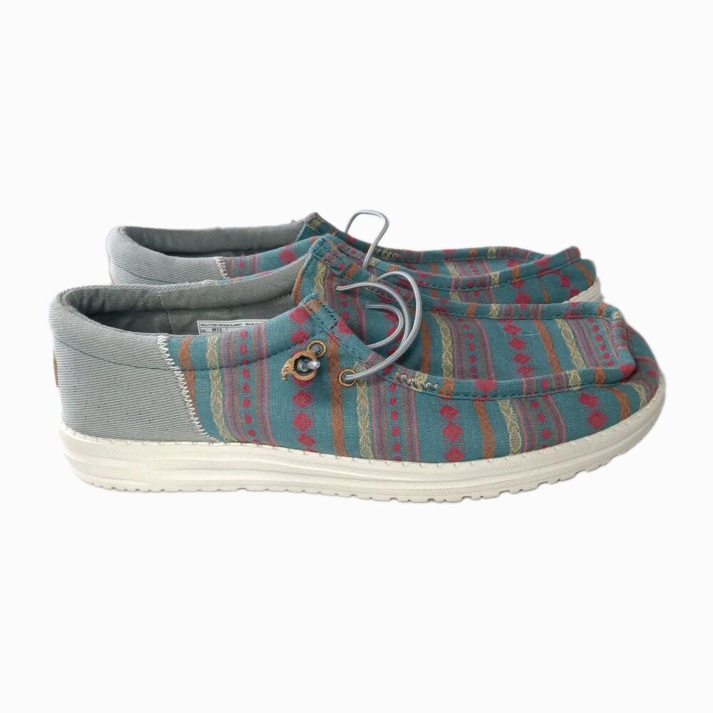HEY DUDE Wally Funk Vintage Blanket Loafers Men's Shoes Size 13 Multicolor